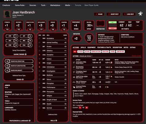 DDB hosts online versions of the official Dungeons & Dragons fifth edition books, including rulebooks, adventures, and other supplements; it also provides digital tools like a character builder and digital character sheet, monster and spell listings. . Dndbeyond com
